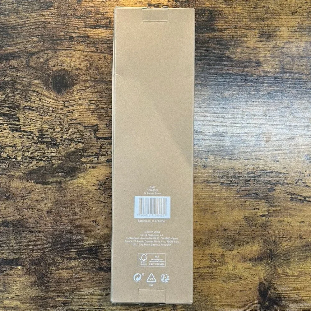NWT Nespresso Organic Cotton Coffee Towel w/ PU Leather Strap | New in Box
